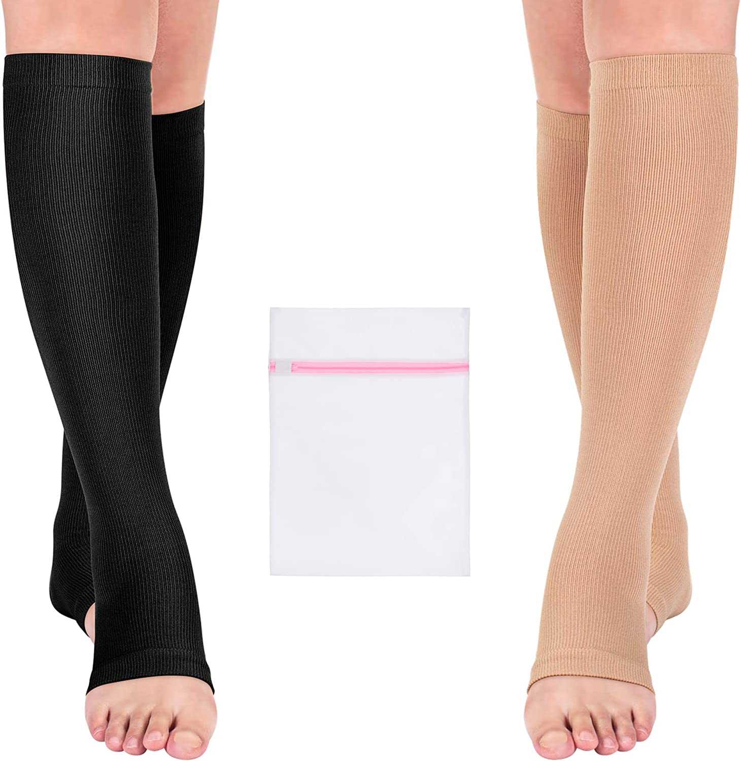 1 Pair Large - Extra Large Unisex Compression Socks Open Toe Medical for Women and Men
