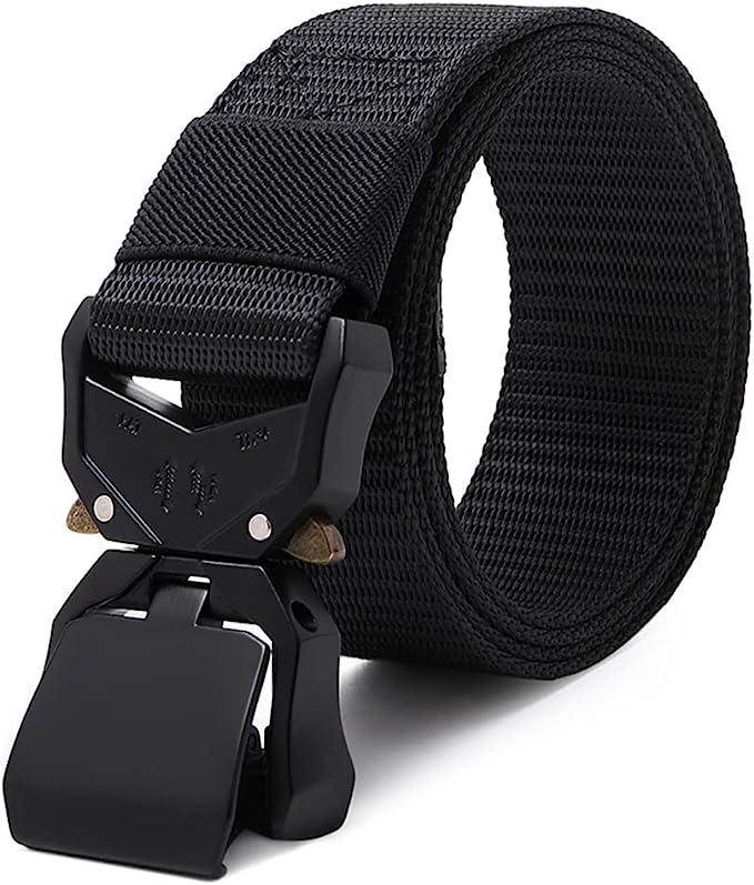 Small Black Men belt Tactical Belt Military Hiking Rigger 1.5 Inch Nylon Web Work Belt with Heavy Duty Quick Release Buckle
