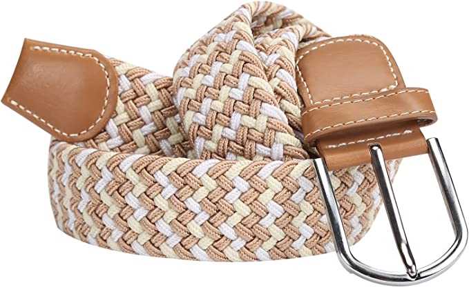 Khaki Men Belts Stretch Woven Belts Vintage Casual Woven Belts for Men and Women Woven Stretch Belts