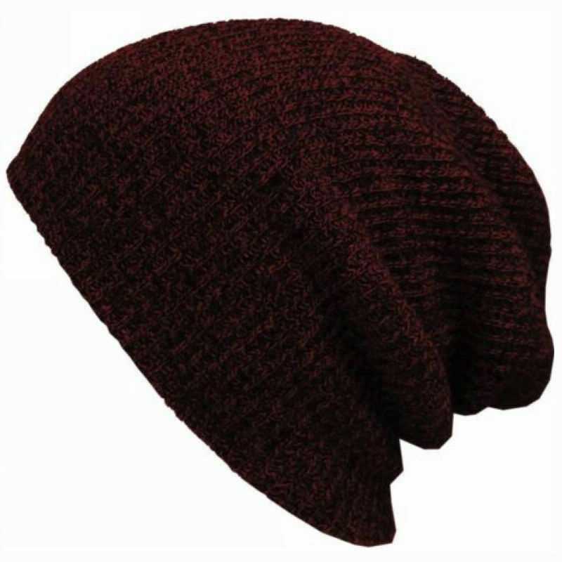 Brown Mens Ladies Knitted Woolly Winter Slouch Beanie Hat Cap One Size skateboard