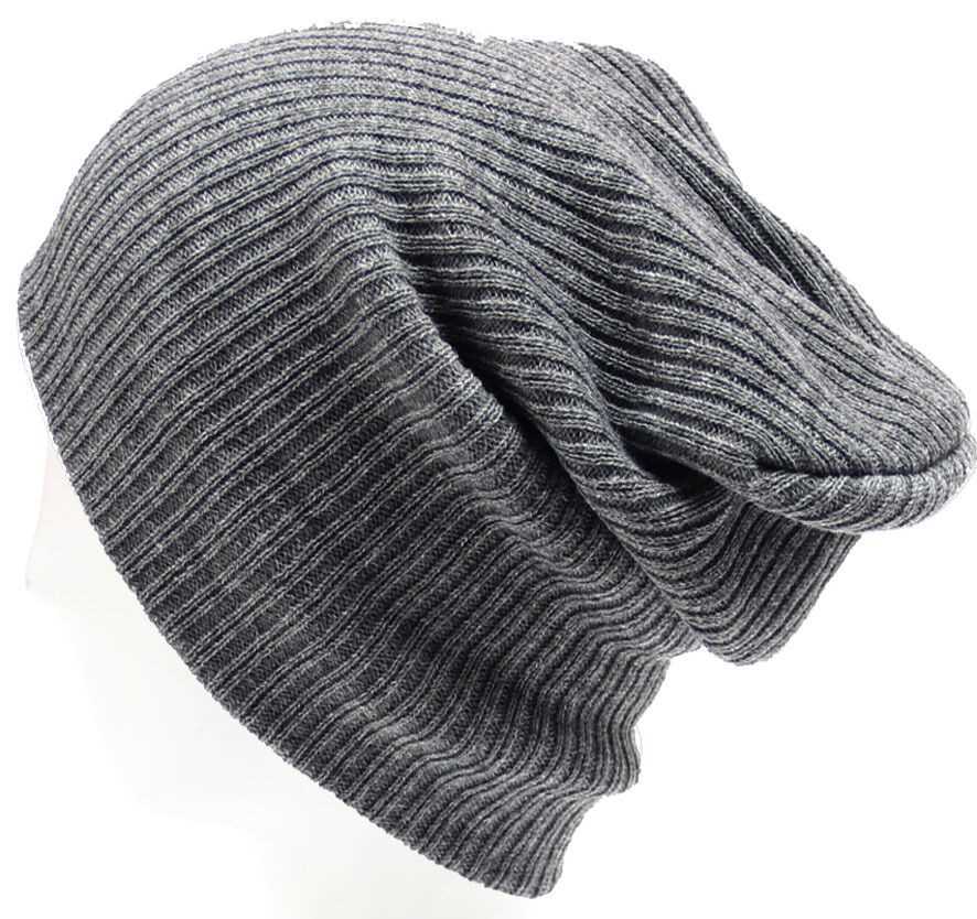 Grey Mens Ladies Knitted Woolly Winter Slouch Beanie Hat Cap One Size skateboard