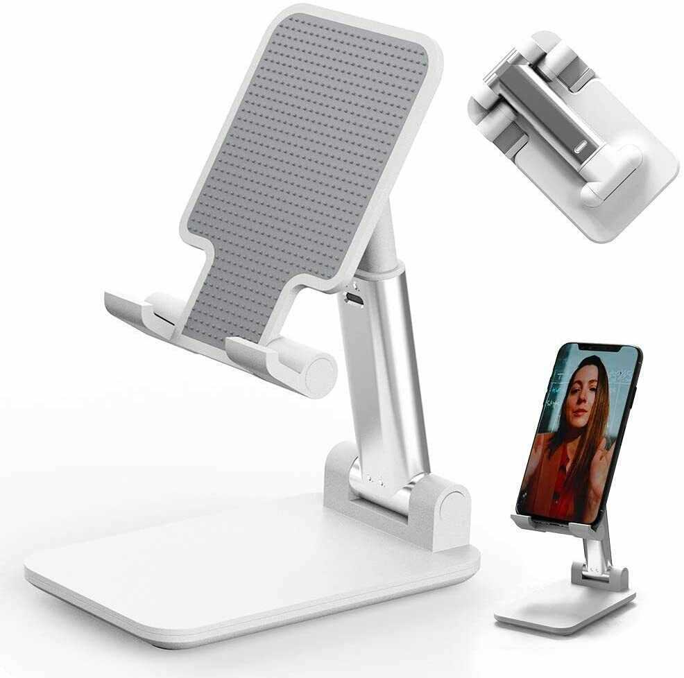 White Portable Mobile Phone Stand Desktop Holder Table Desk Mount For iPhone iPad Tab