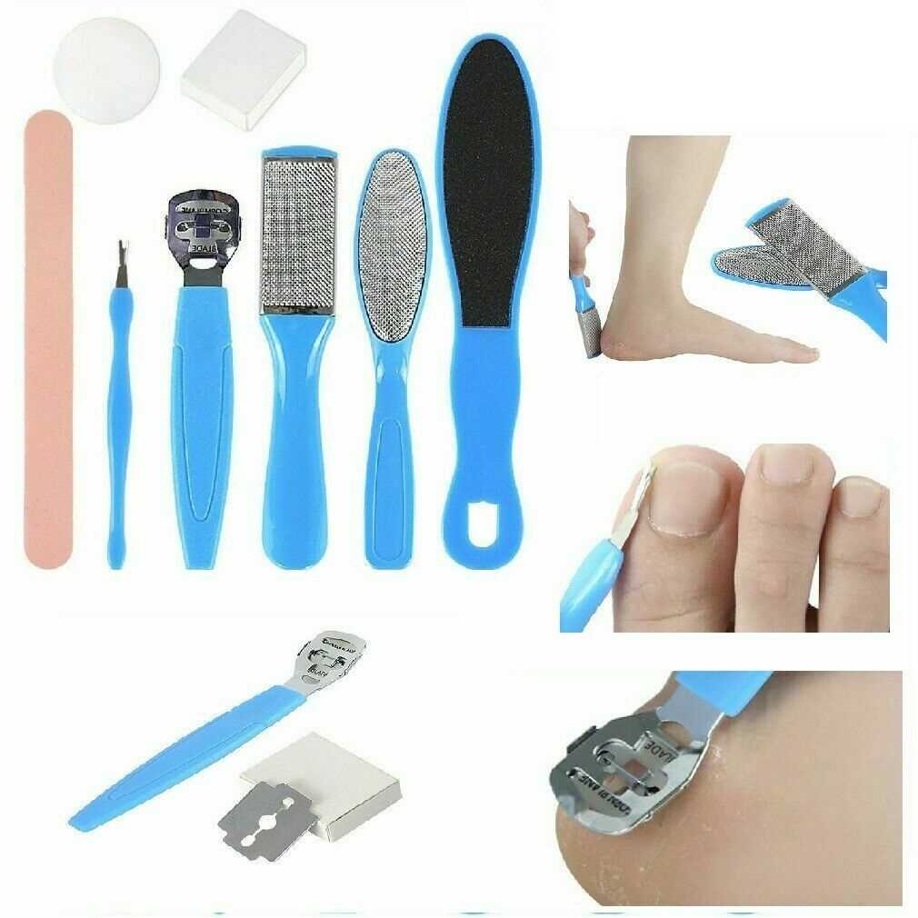 6pcs Blue Pedicure Set Foot File Dry Hard Skin Callus Remover File Corn Plane Set
