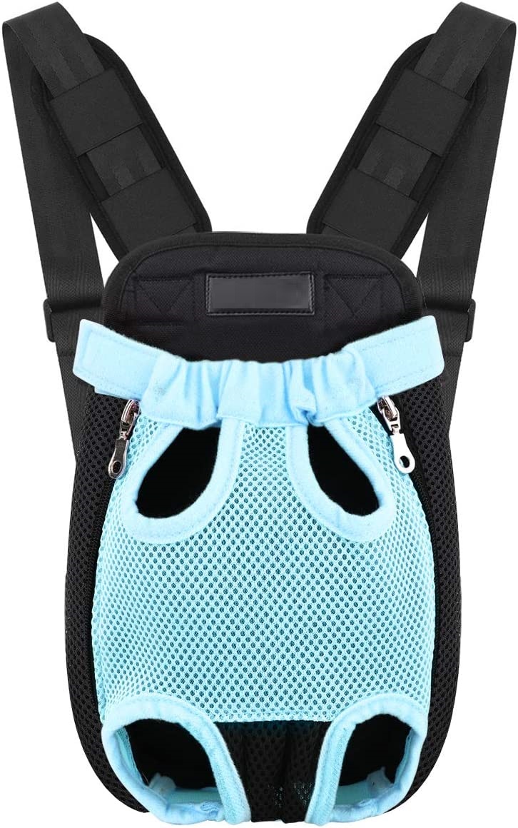 Small Blue Pet Carrier BackPack Adjustable Pet Front Cat Dog Carrier Backpack Travel Bag Legs Out Easy-Fit for Traveling Hiking Camping for Small Dog