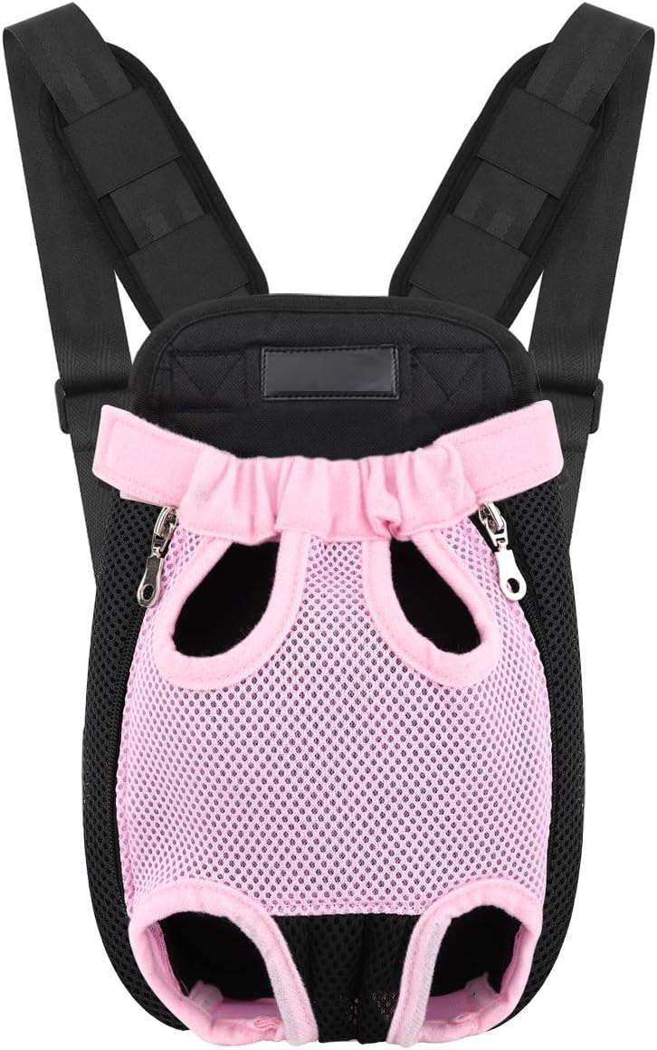 Medium Pink Pet Carrier BackPack Adjustable Pet Front Cat Dog Carrier Backpack Travel Bag Legs Out Easy-Fit for Traveling Hiking Camping for Small Do