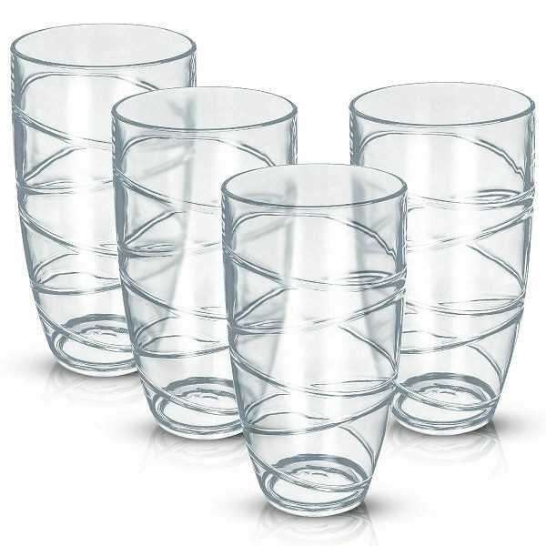 4 X Deluxe Swirl Plastic Acrylic Tumblers Glasses Hi Ball Glass Party Picnic Bbq
