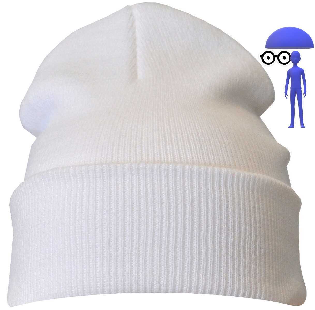 White  Bright Plain Colour Casual Beanie Hat Winter Warm Woolly Hat
