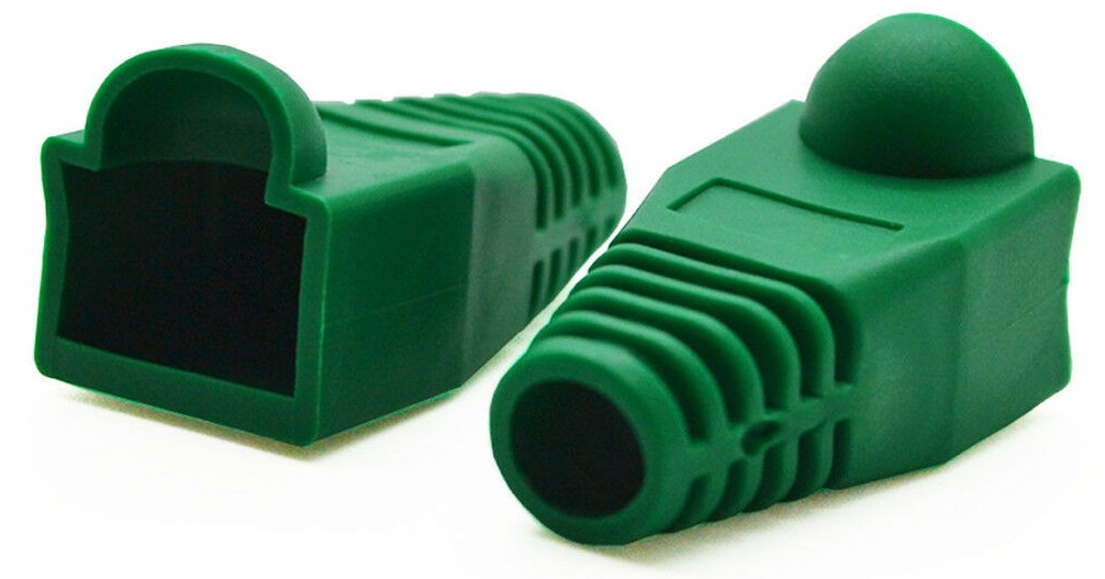 Pack of 100 Green RJ45 Cat5E Cat6 Network Lan Ethernet Patch Cable Plug End Boots