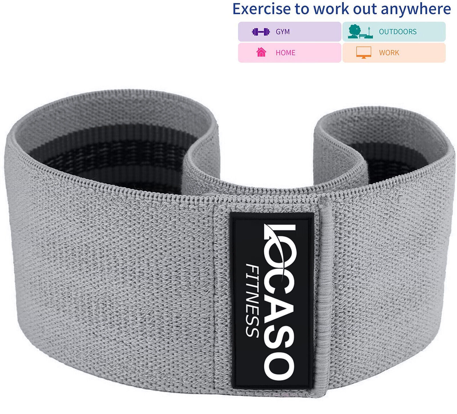Grey Moderate Resistance Band 15 inches 38cm Non Slip Heavy Duty Fabric Resistance Bands Yoga Booty Bands Hip Circle Exercise