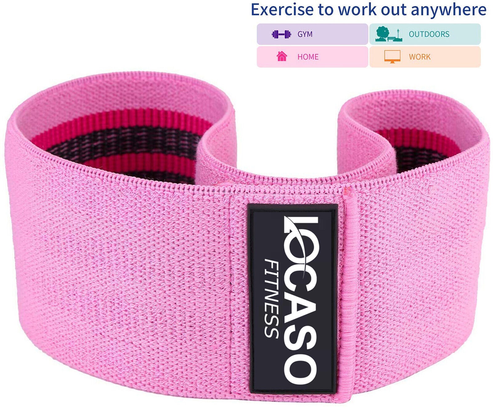 Pink Light Resistance Band 17 inches 43.2cm Non Slip Heavy Duty Fabric Resistance Bands Yoga Booty Bands Hip Circle Exercise