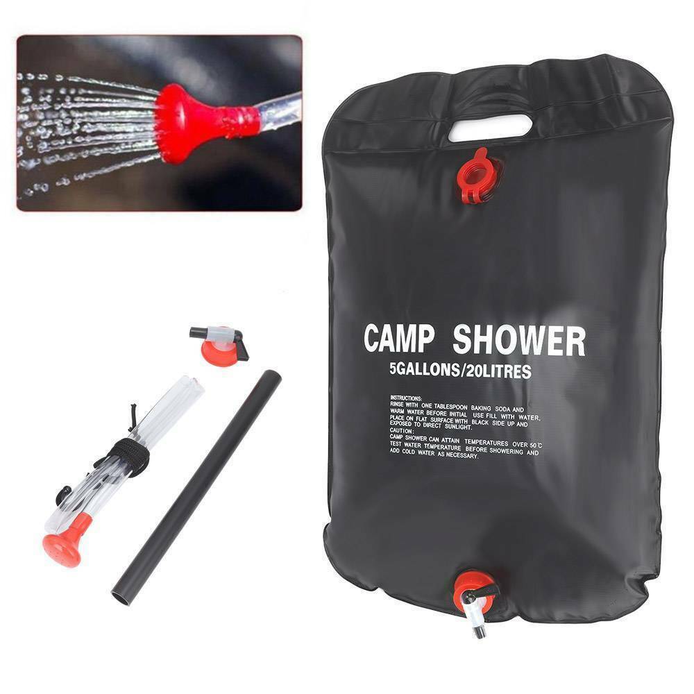 2x 20L Solar Shower Black Bag Portable Outdoor Camping Water Sun Compact Heated Power