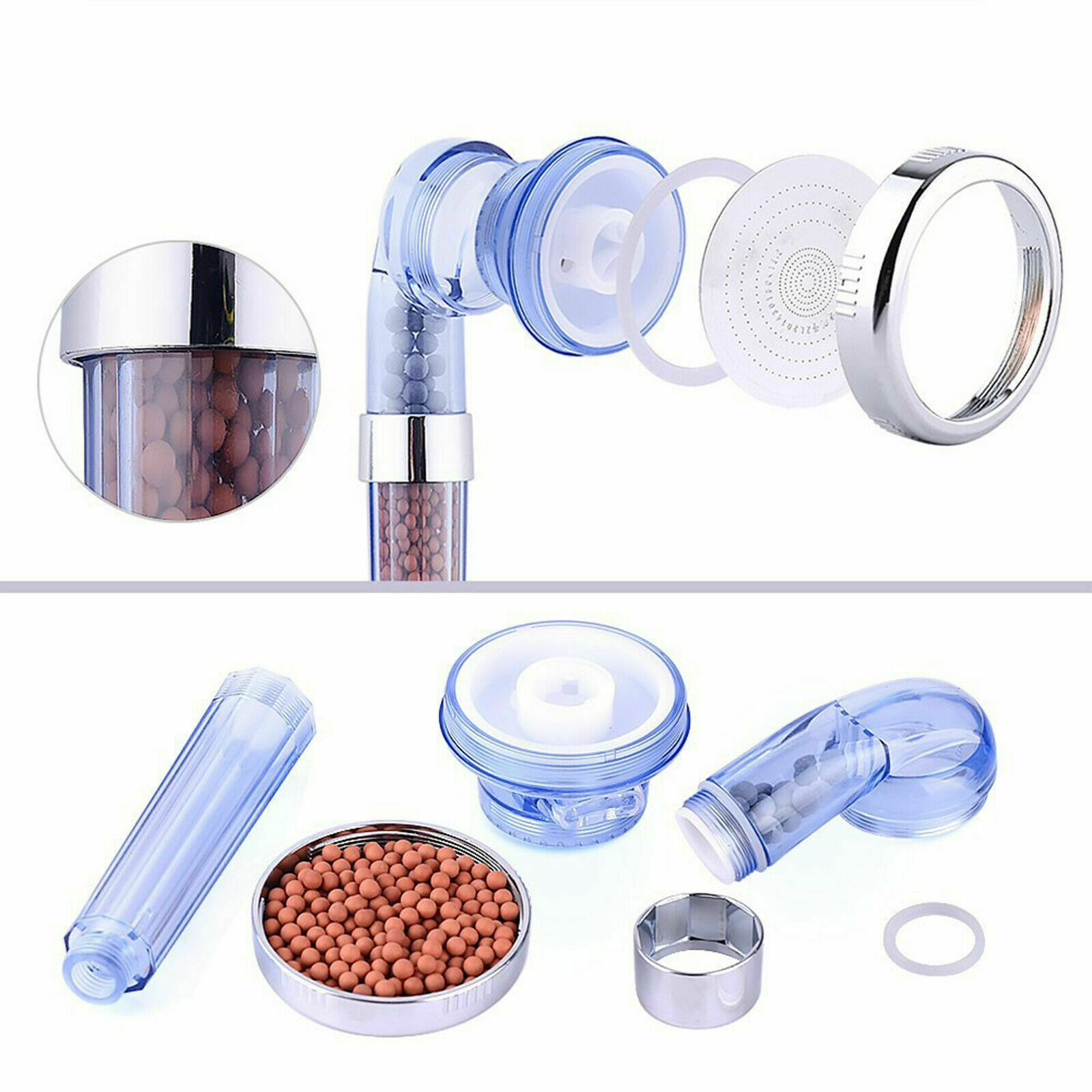 3 Filters Shower Head 300% High Turbo Pressure 40% Water Saving Laser Ionic