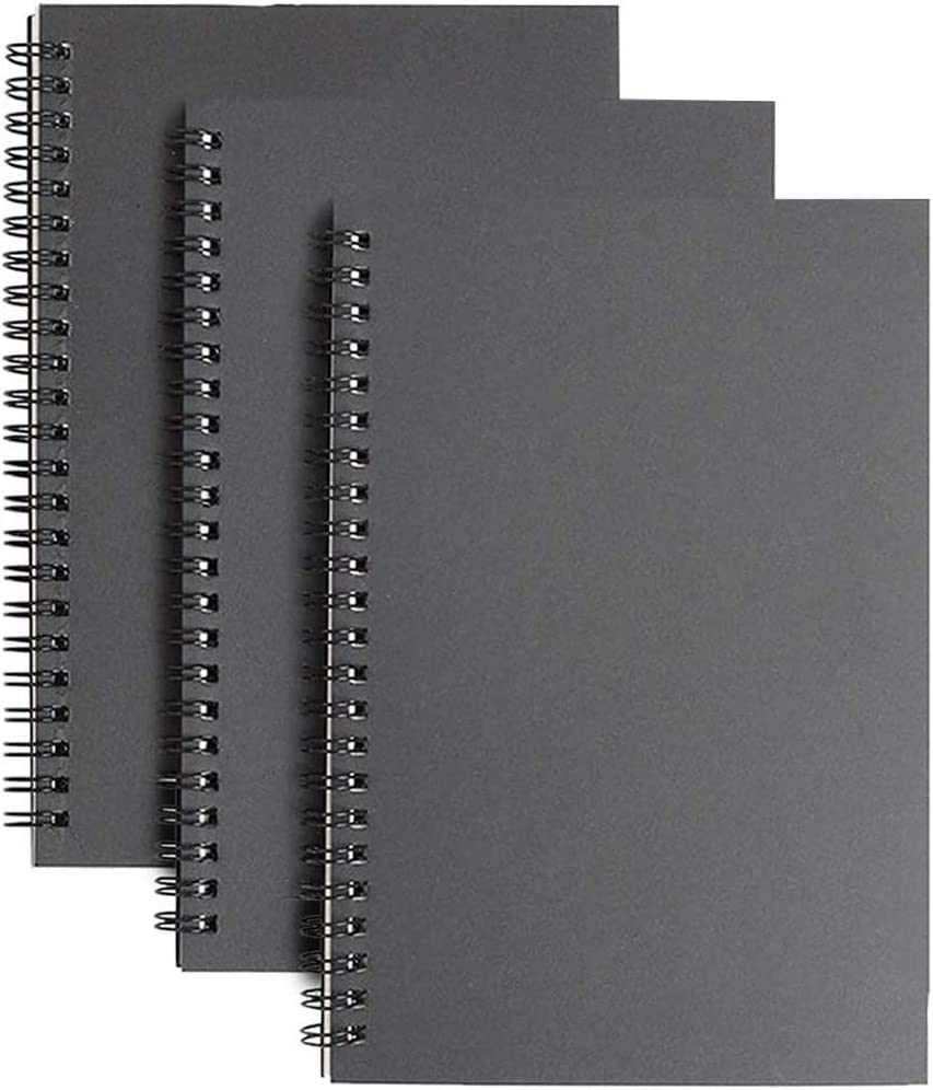6 X Black Sketch Book sketchbook Artist Drawing White Paper A5 Art Home Craft Kraft 100 Pages 50 Sheets White Cartridge Paper Perfect for Travel