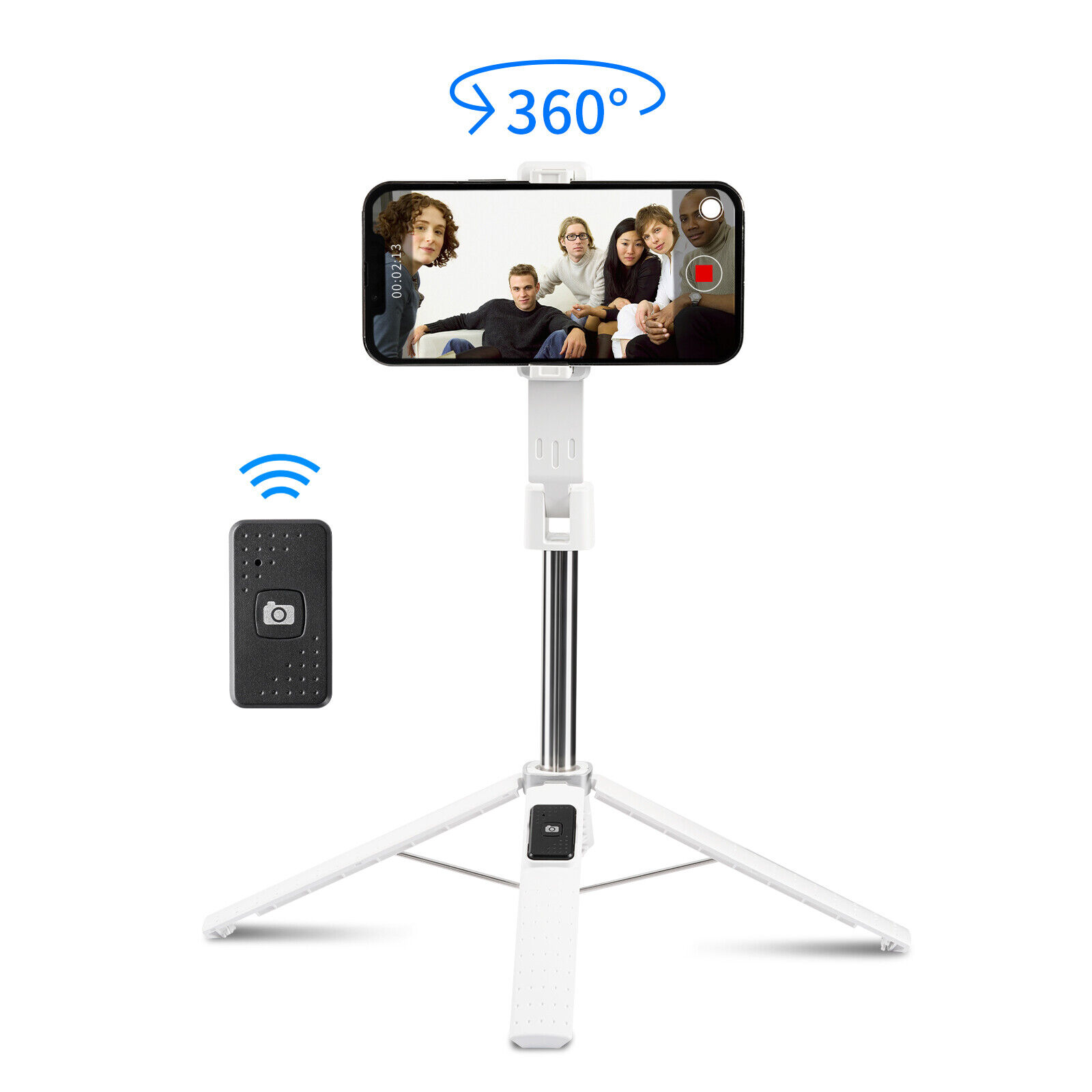 White Selfie Stick Bluetooth Remote Phone Holder Tripod Stand For iPhone Universal