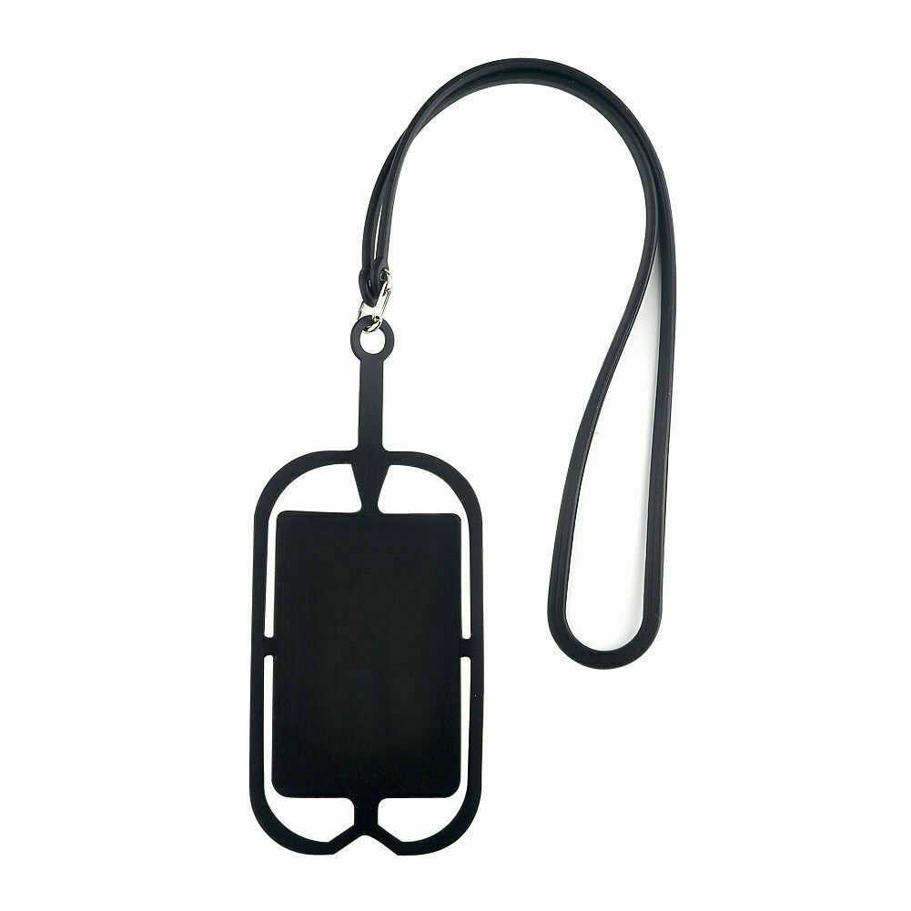 Black Silicone Phone Lanyard Holder Case Cover Universal Neck Strap Necklace Sling