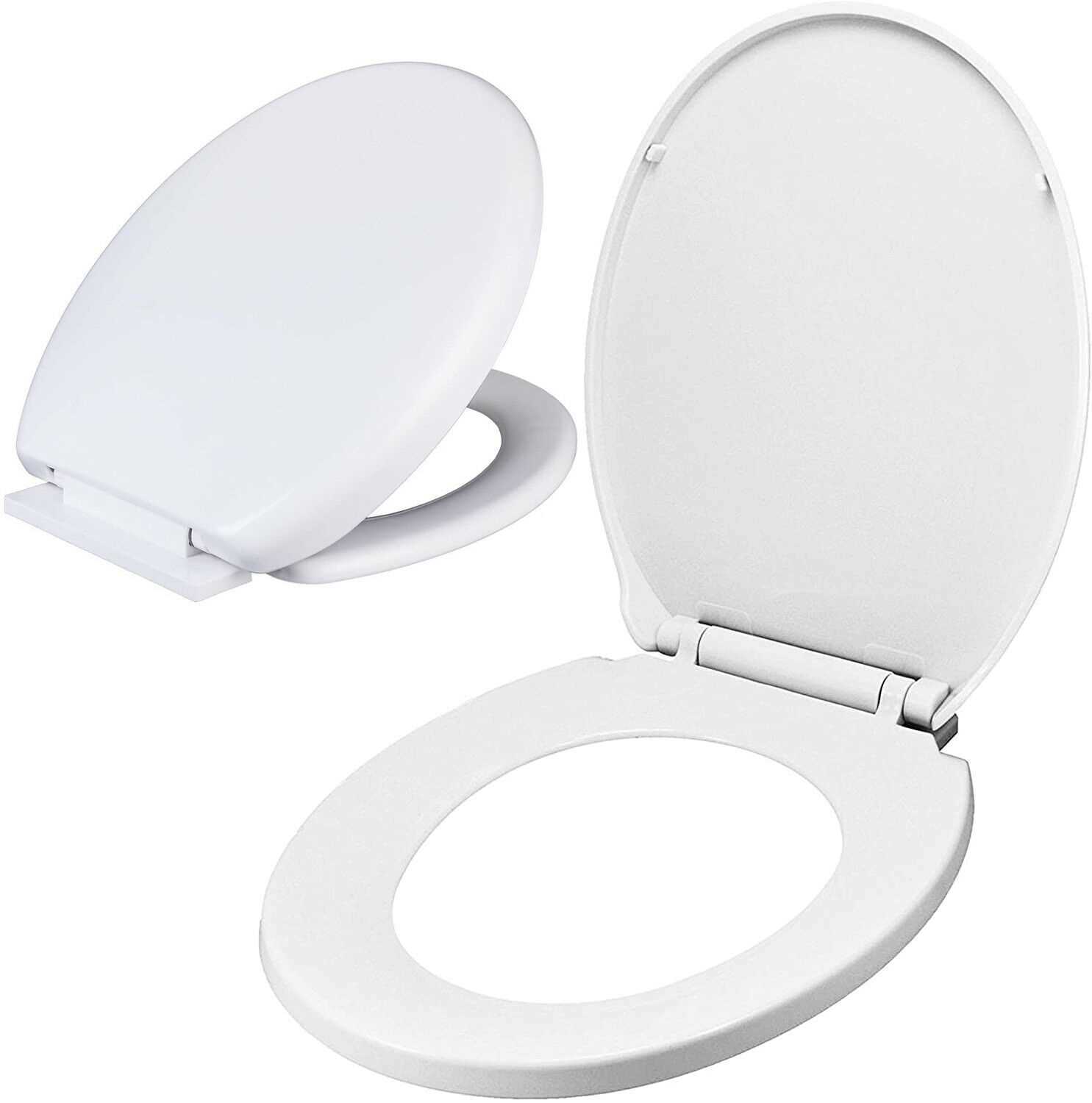 Soft Close Toilet Seat White Bathroom Oval Shape WC Heavy Duty Seats Anti Slam