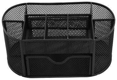 Black Pencil Tray Mesh Pen Holder Stationery Container Storage Desk Tidy Organiser