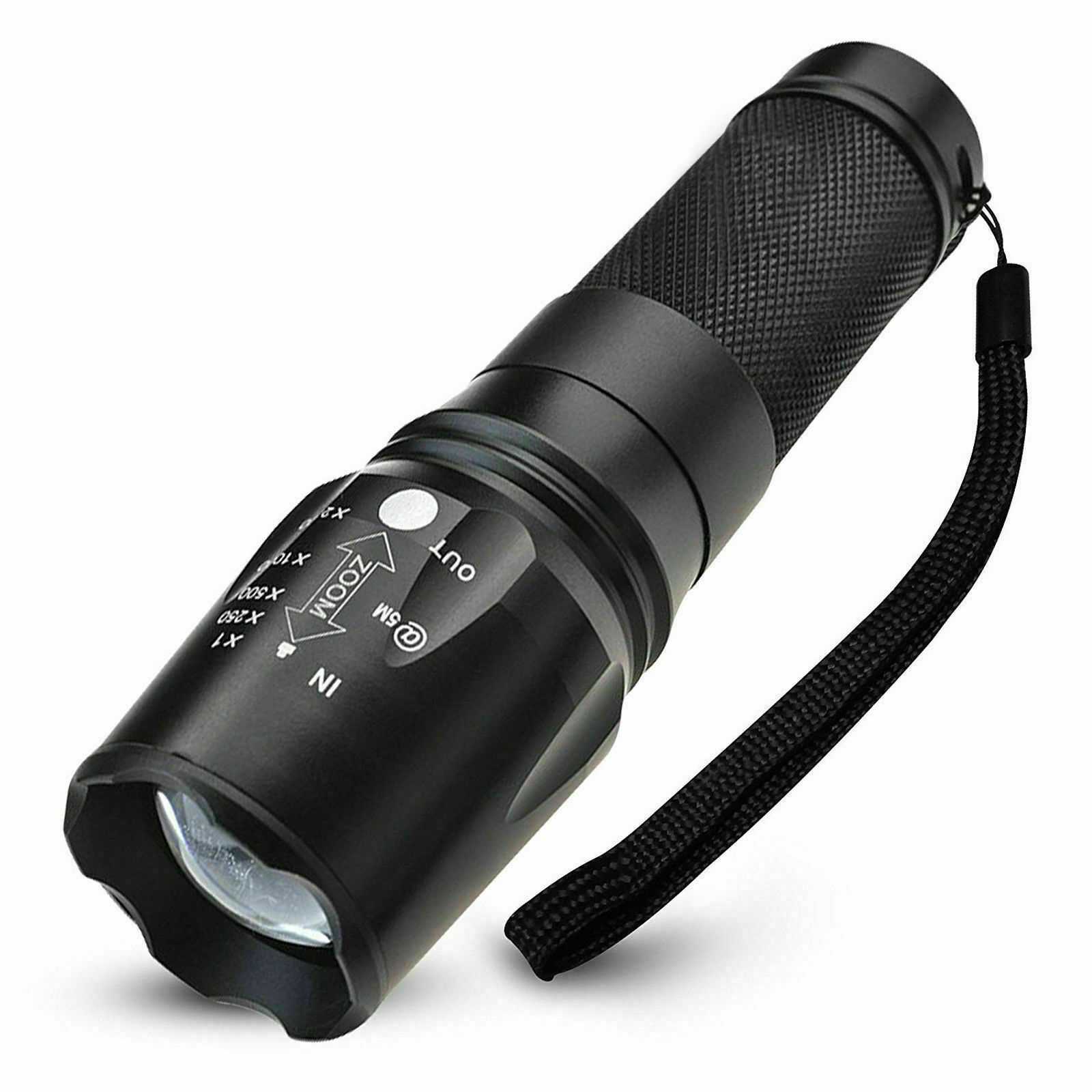 Tactical Flashlight 8000Lm T6 Led Zoom Torch Lamp Powerful 18650 Battery Charger