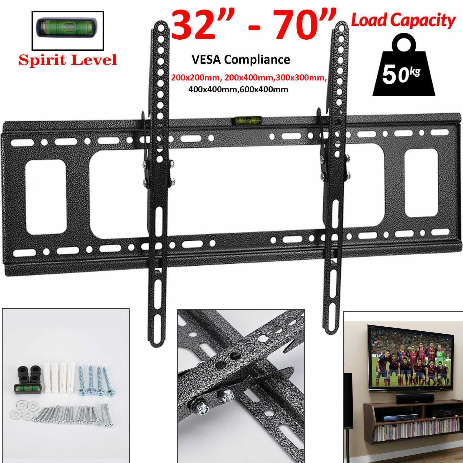TV Wall Bracket Slim TILT Mount For 32 40 42 50 55 60 65 70 Inch Plasma LED LCD