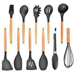 11Pc Kitchen Utensils For Cooking Baking Silicone Kitchen Utensil Set Stainless Tongs