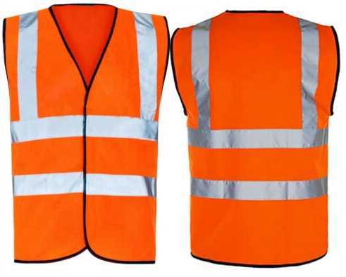 Orange Large Hi Vis Safety Vest Waistcoat High Visibility Safety Work Wear Reflective Without Pockets