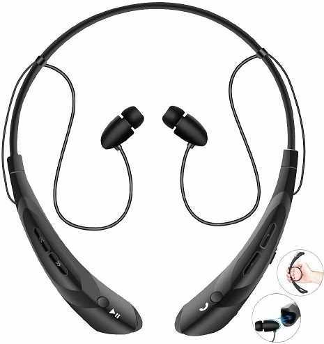 Black Wireless Bluetooth Neckband Earphones Headphones Headset With Mic for iPhone Samsung