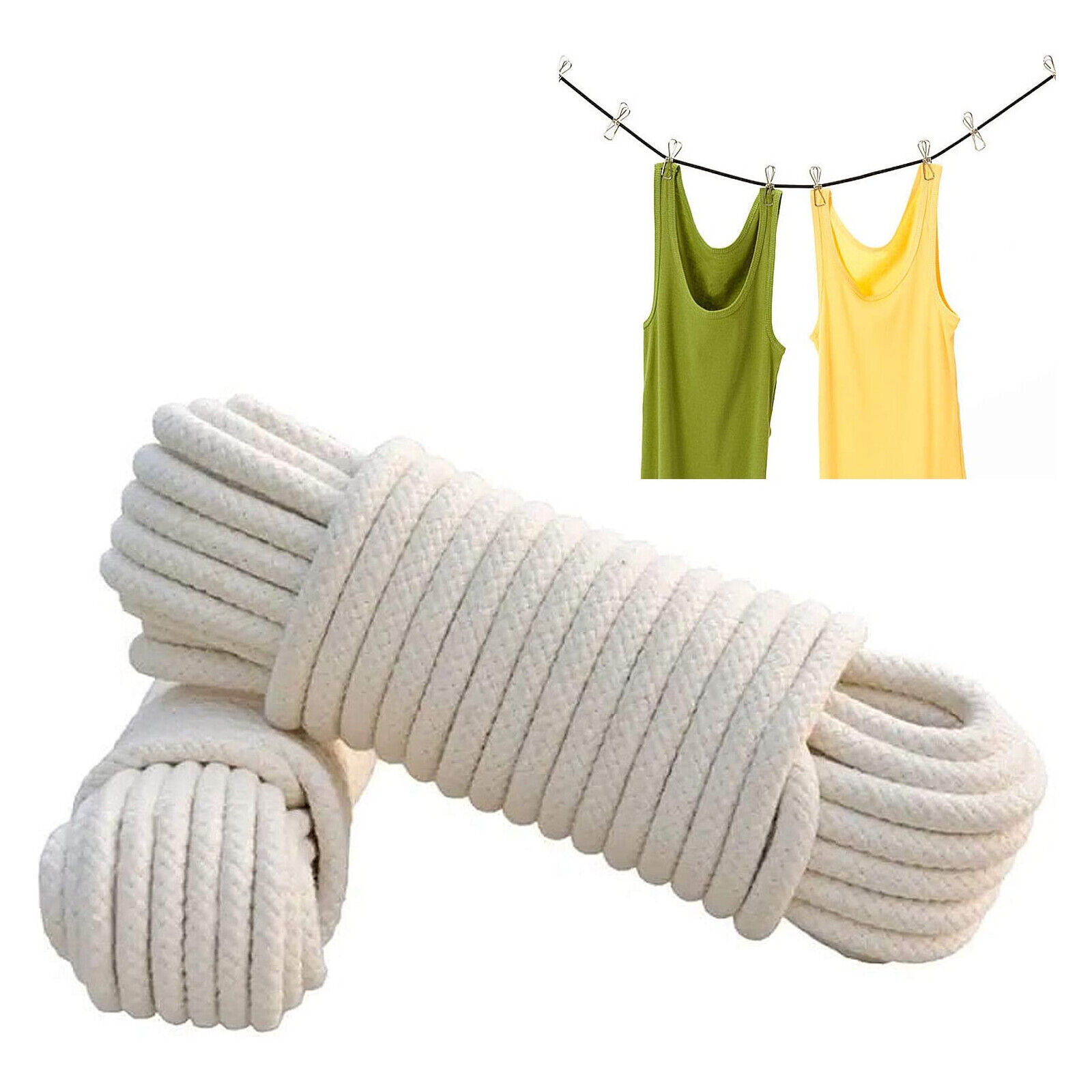 25 Meter Washing Line Cotton Rope Traditional Strong Washing Clothes Dryer Line Twine Hank Polley Jute