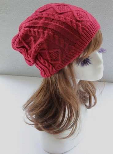 Red Mens Ladies Knitted Woolly Winter Oversized Slouch Beanie Hat Cap Skateboard