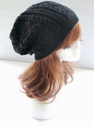 Black Mens Ladies Knitted Woolly Winter Oversized Slouch Beanie Hat Cap Skateboard