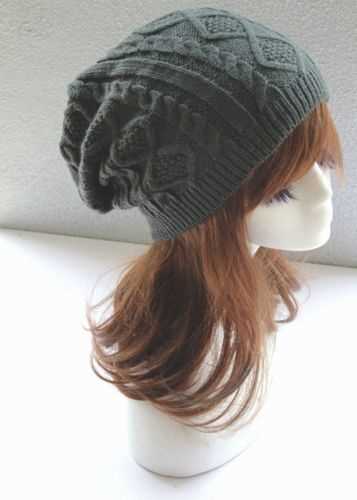 Beige Mens Ladies Knitted Woolly Winter Oversized Slouch Beanie Hat Cap Skateboard