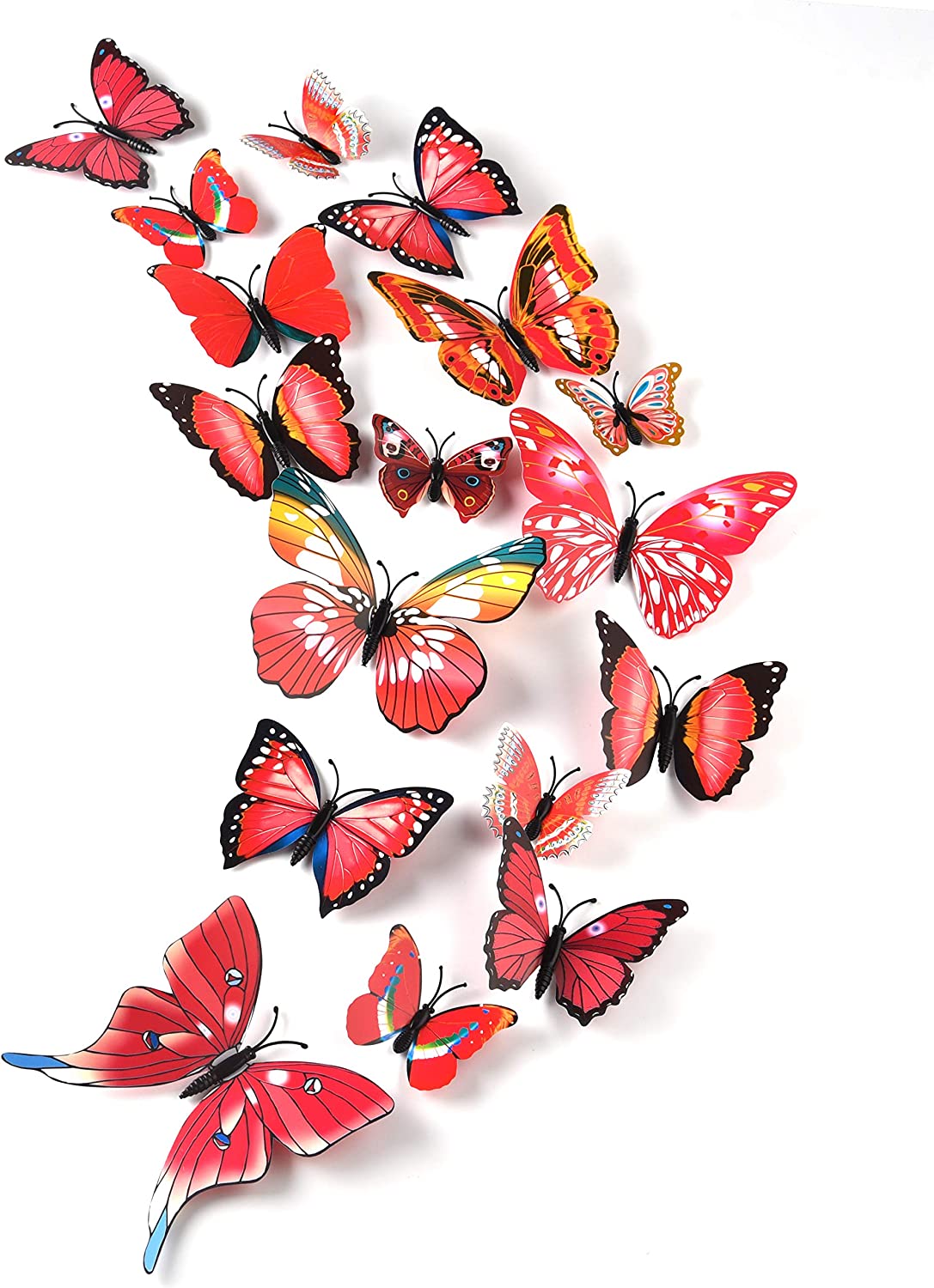 36 Pieces 3D Red Butterfly Wall Stickers Wall Butterflies Garden Decorations Girls Bedroom Accessories