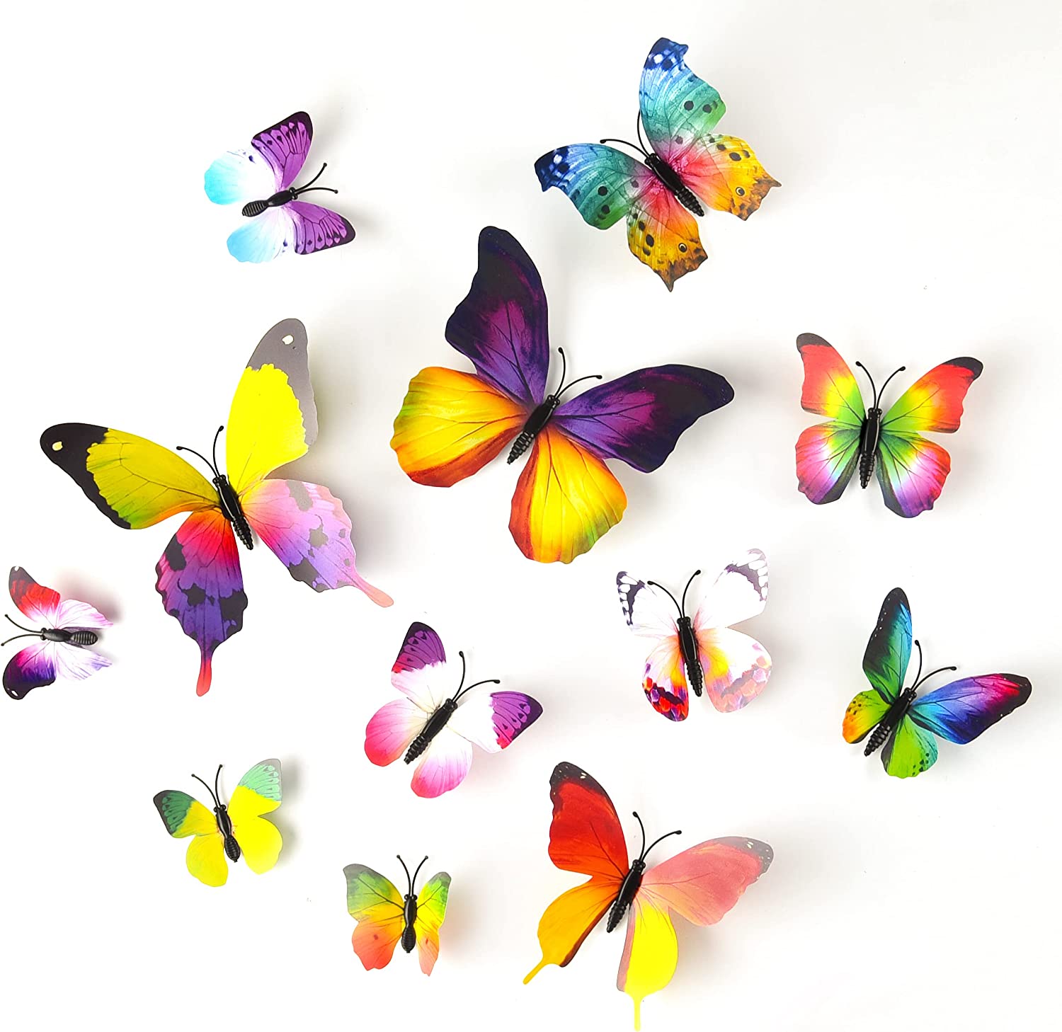 36 Pieces 3D Rainbow Butterfly Wall Stickers Wall Butterflies Garden Decorations Girls Bedroom Accessories