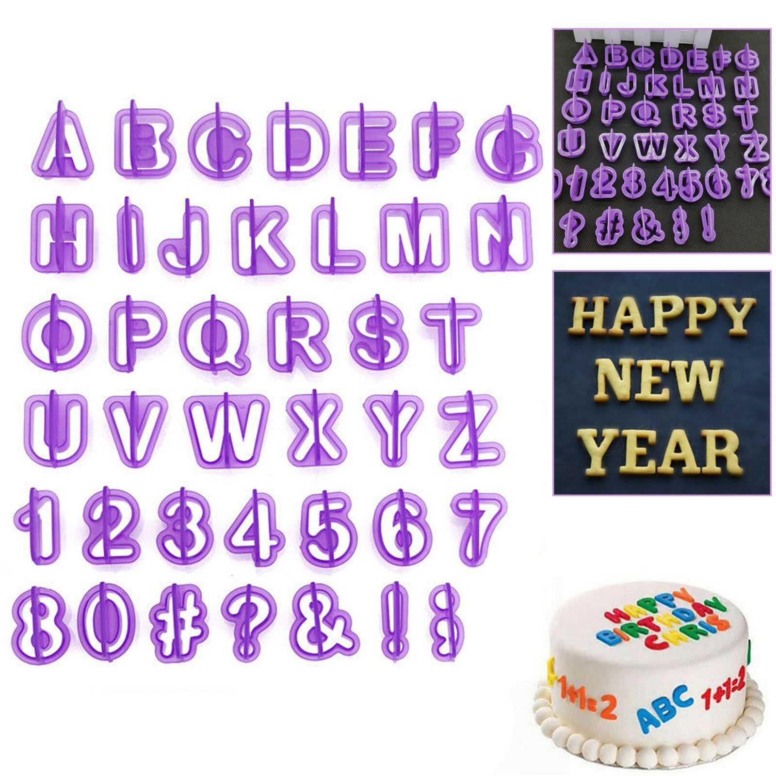 40Pcs Alphabet Number Letter Fondant Cake Decorating Set Icing Cutter Mould