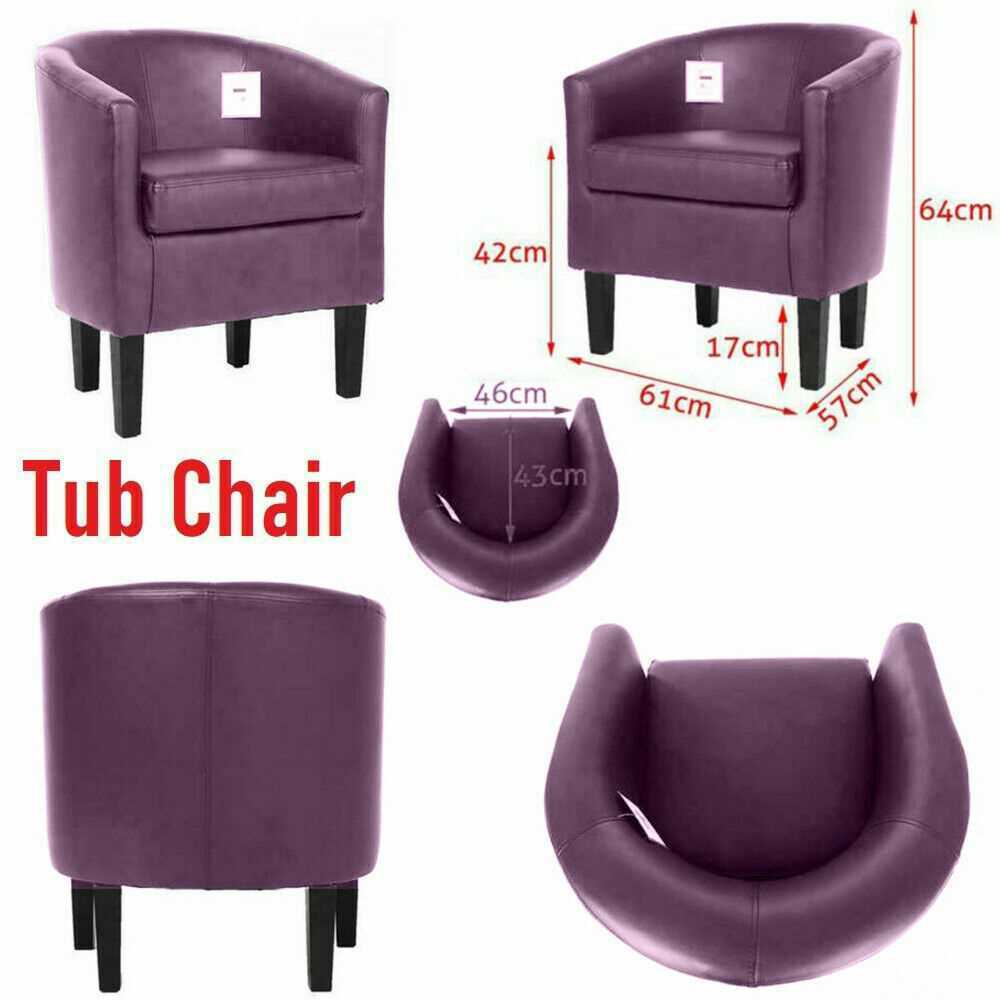 Purple Luxury Faux Leather Tub Chair Armchair Sofa Seat For Dining Living Room Office