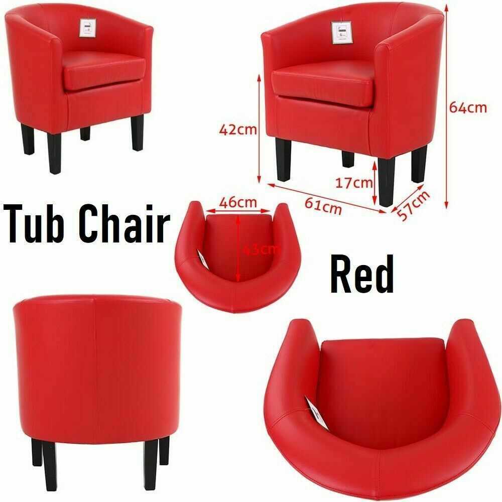 Red Luxury Faux Leather Tub Chair Armchair Sofa Seat For Dining Living Room Office