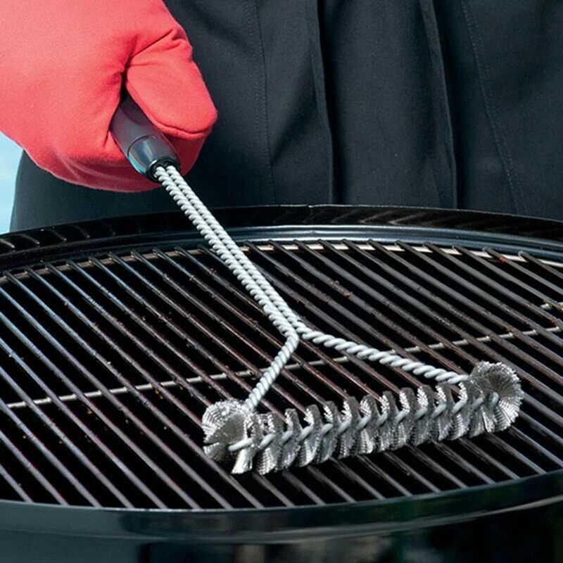 Black BBQ Brush Grill Cleaning Stainless Steel Wire Bristle 30CM Barbecue Scraper