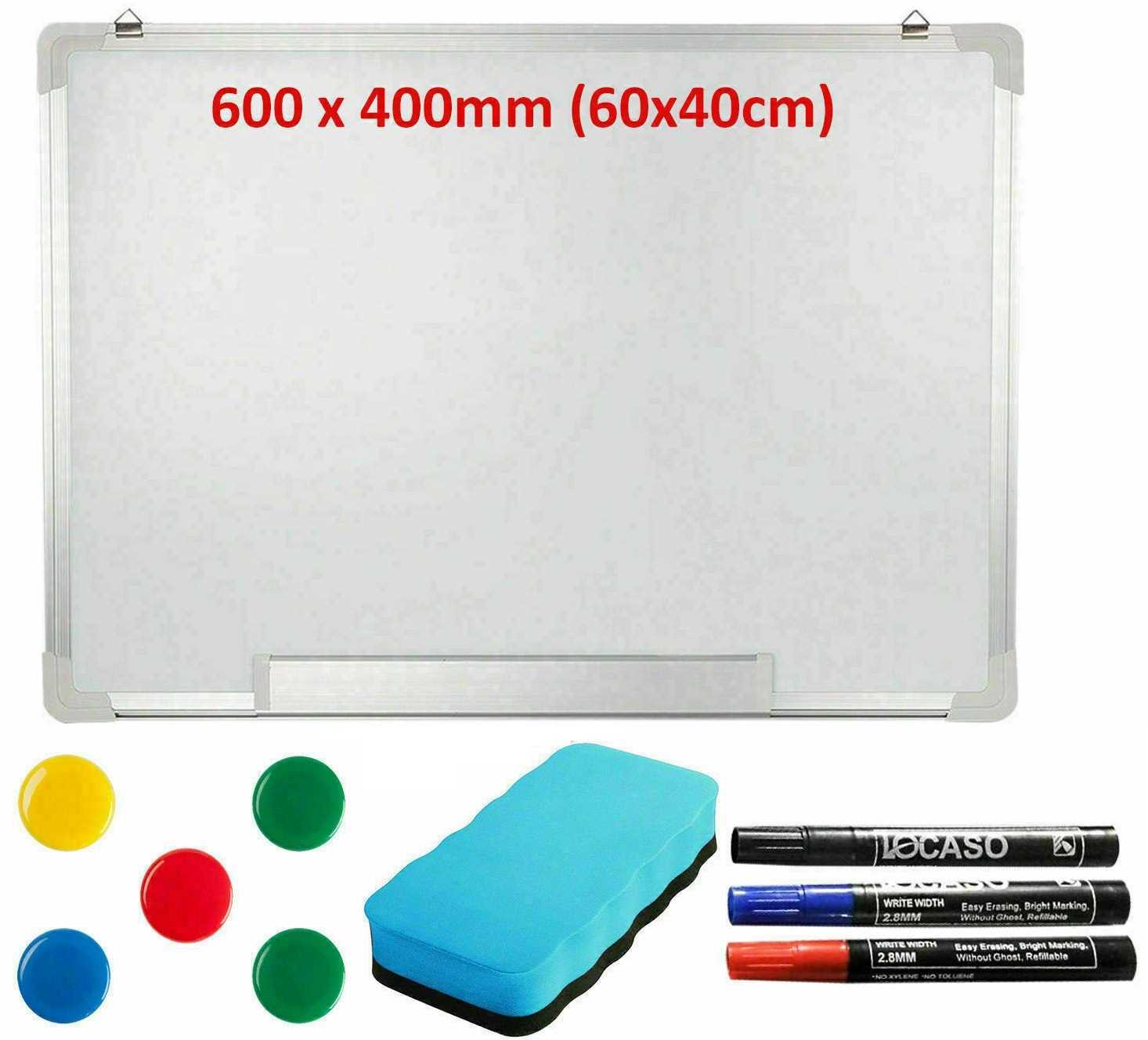 600 X 400mm Magnetic Whiteboard Small Large White Board Dry Wipe Office Home School Notice