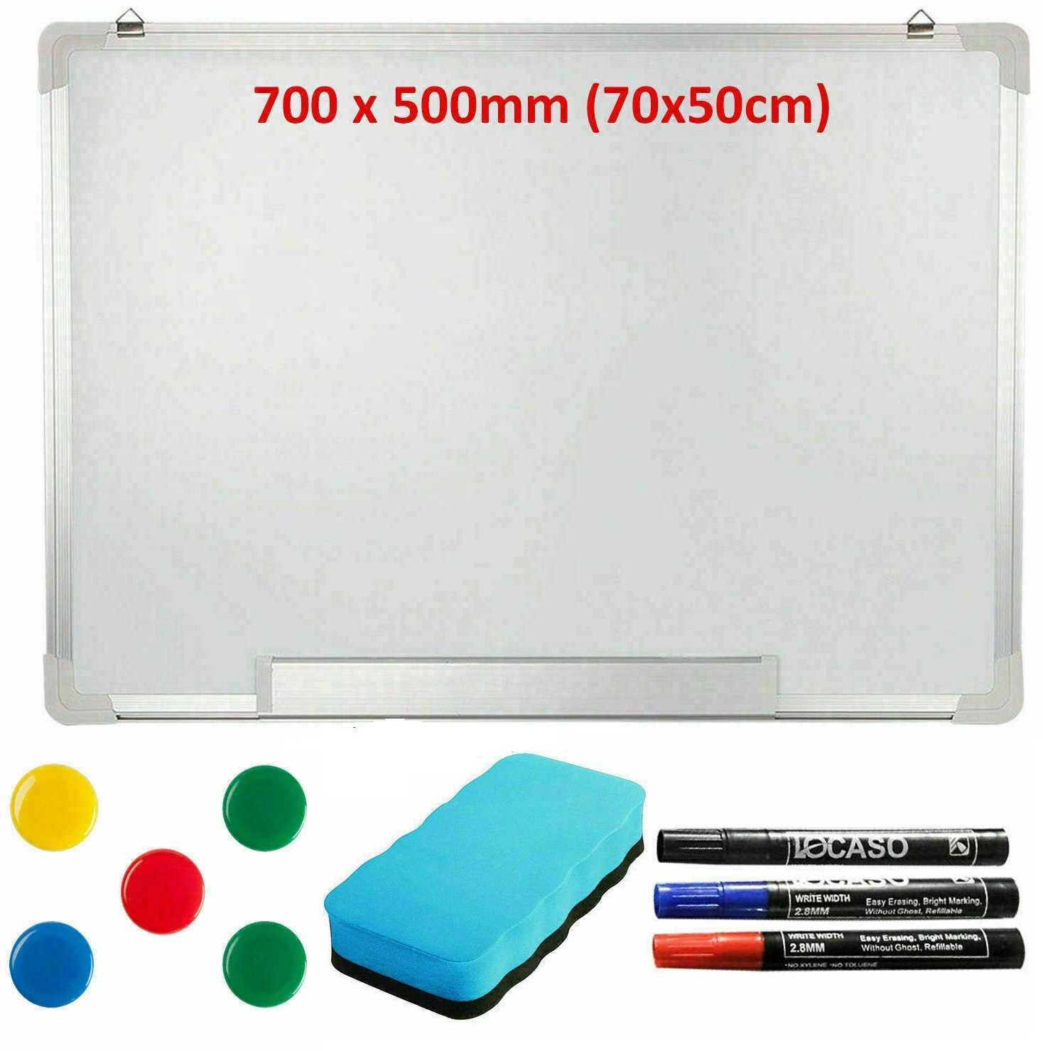 700 X 500mm Magnetic Whiteboard Small Large White Board Dry Wipe Office Home School Notice
