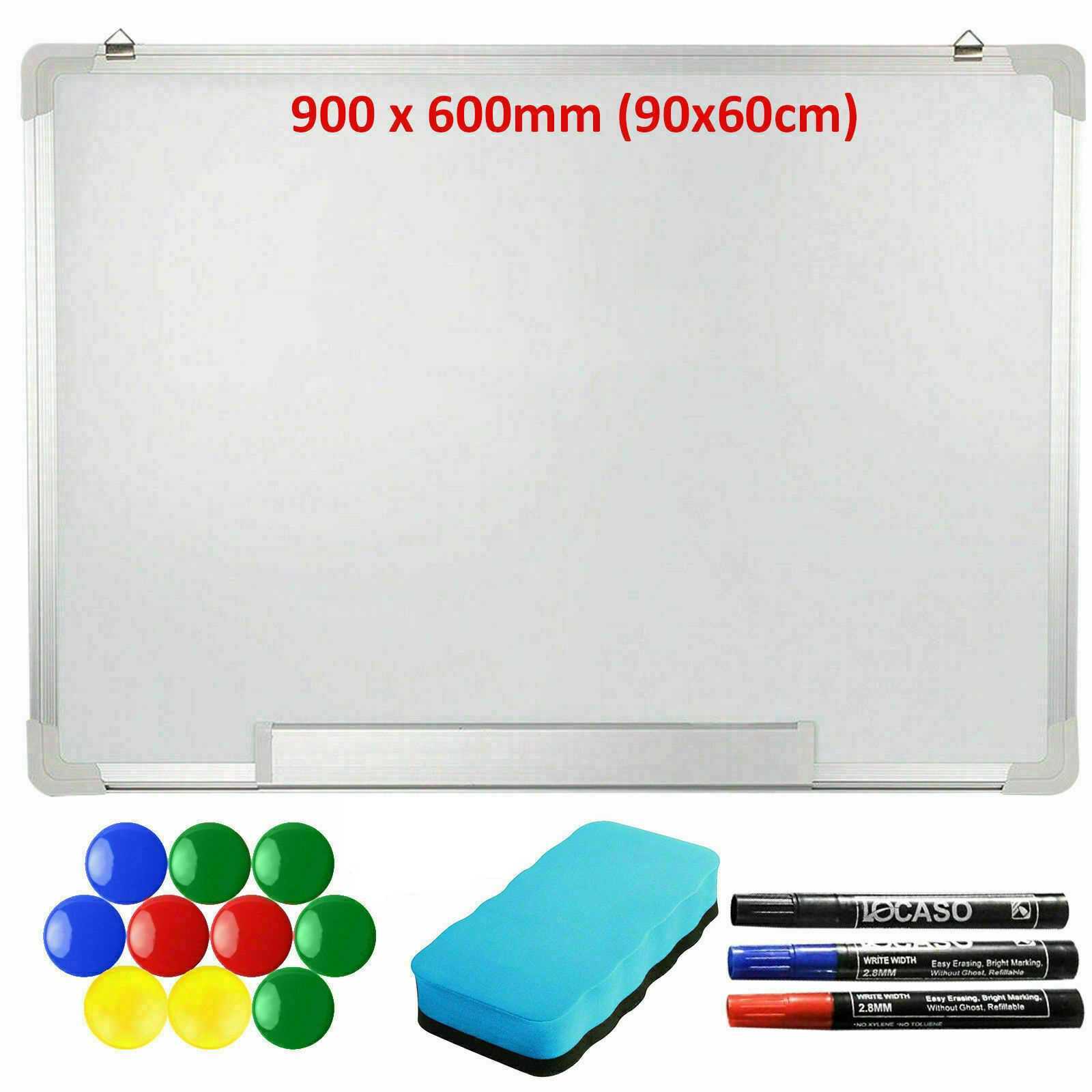 900 x 600mm Magnetic Whiteboard Small Large White Board Dry Wipe Office Home School Notice