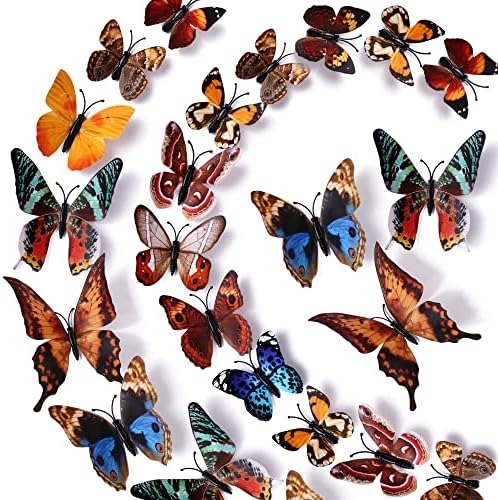 36 Pieces 3D Brown Butterfly Wall Stickers Wall Butterflies Garden Decorations Girls Bedroom Accessories