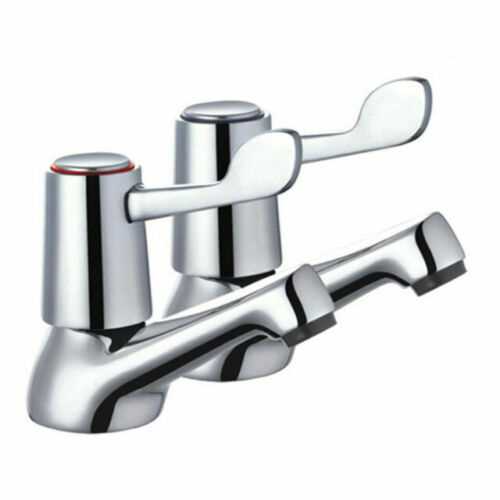 Lever Basin Sink Pillar Taps Easy Use 1/4 Turn Chrome Pair 1 By 2 Inch Hot Cold Set Tvk