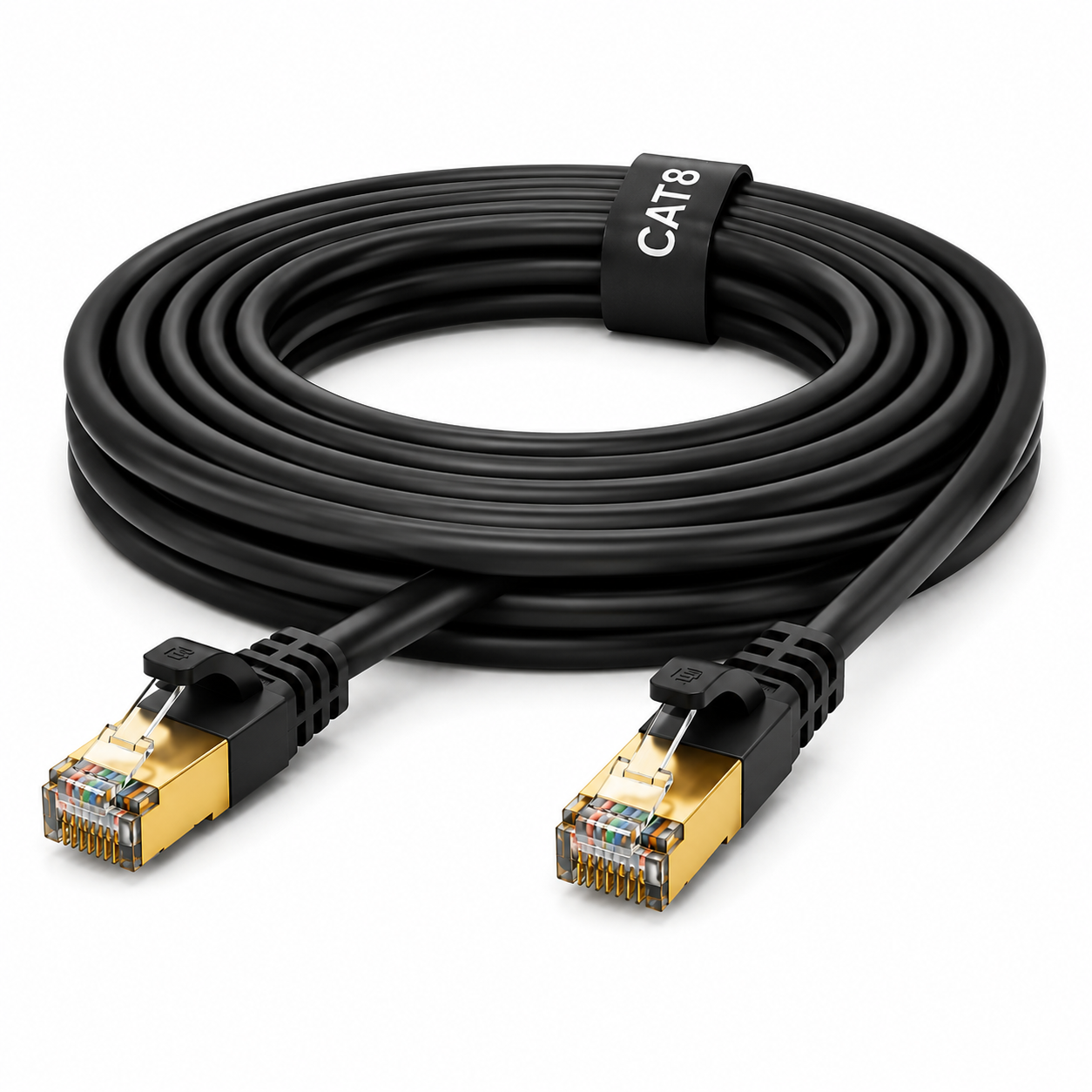 CAT8 Ethernet Network Cable 40Gbps LAN Patch Cord SSPT Gigabit Lot 0.5M black color