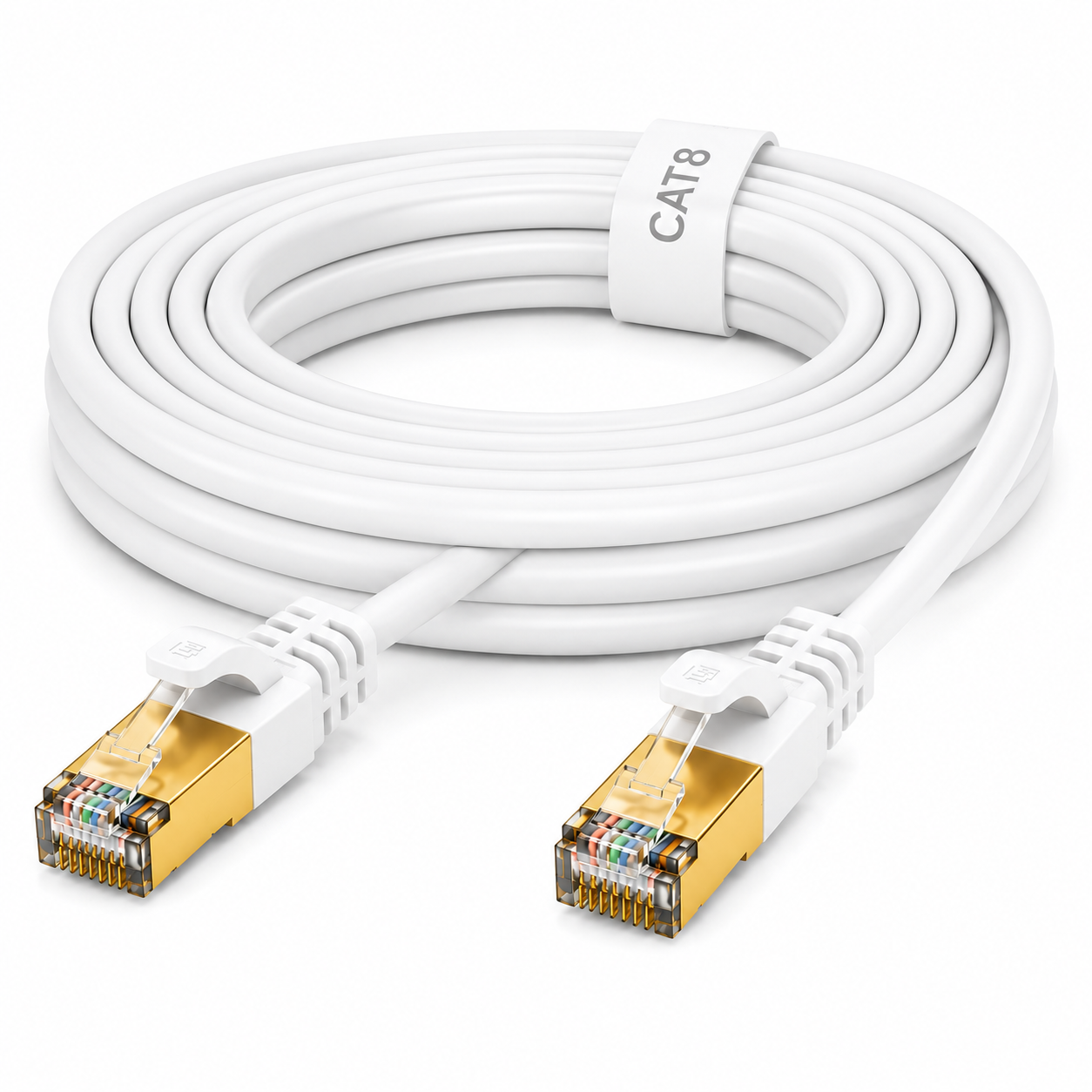 CAT8 Ethernet Network Cable 40Gbps LAN Patch Cord SSPT Gigabit Lot 0.5M white color