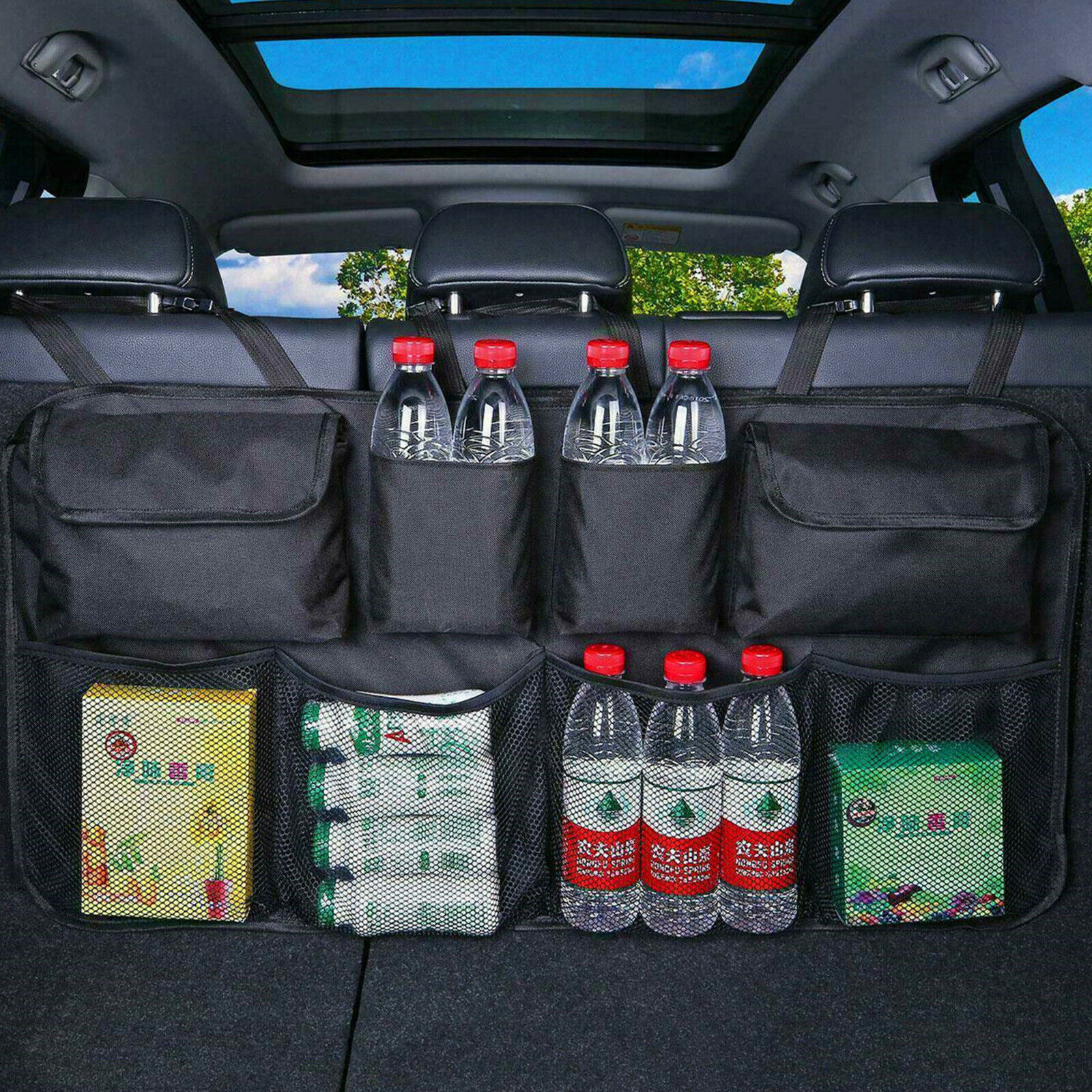 8 Pocket Black Large Car Boot Organiser Back Seat Storage Tidy Hanging Large Bag Accessories