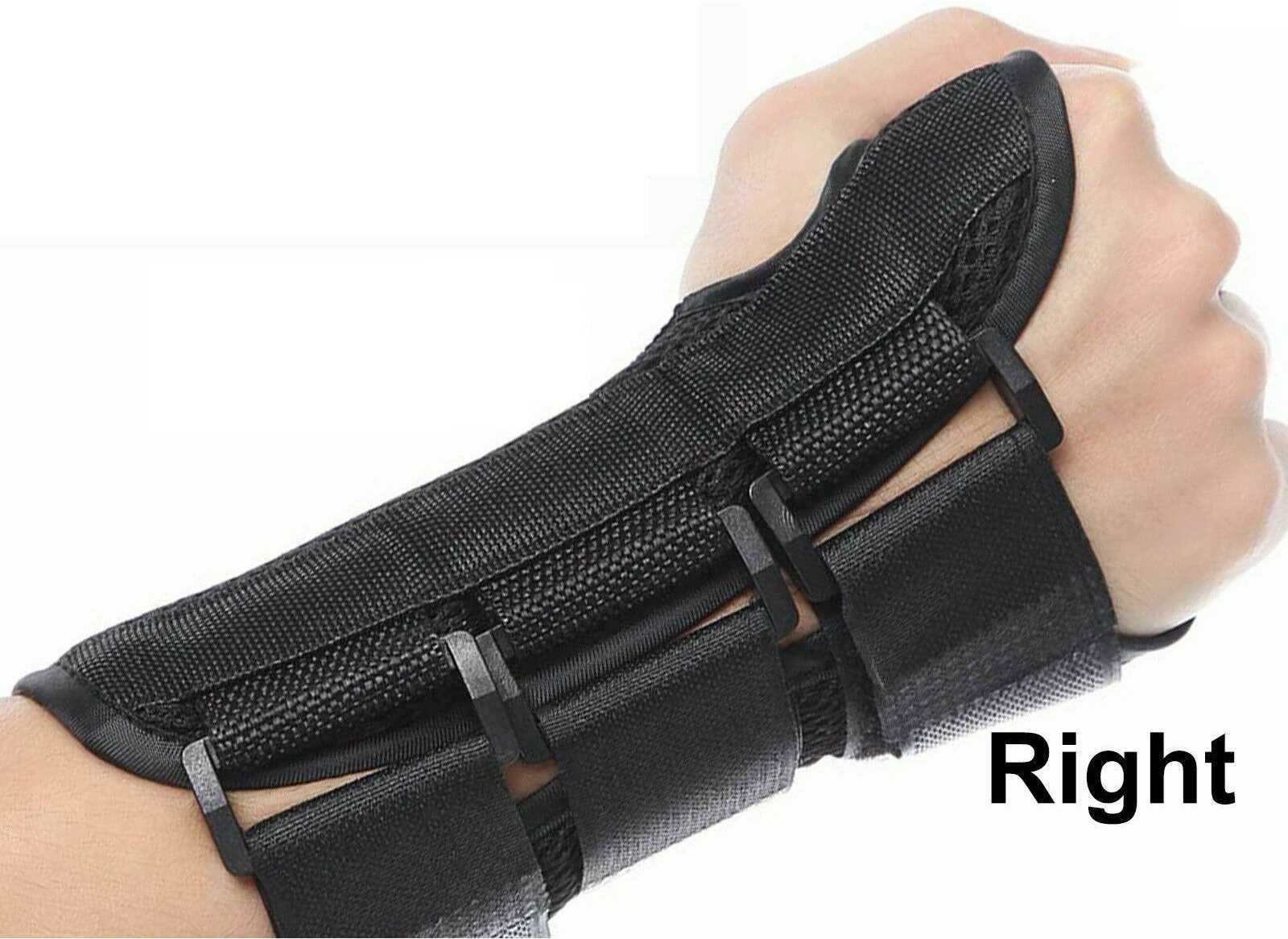 Small Black Right Hand Adjustable Wrist Support Brace Carpal Tunnel Fractures Splint