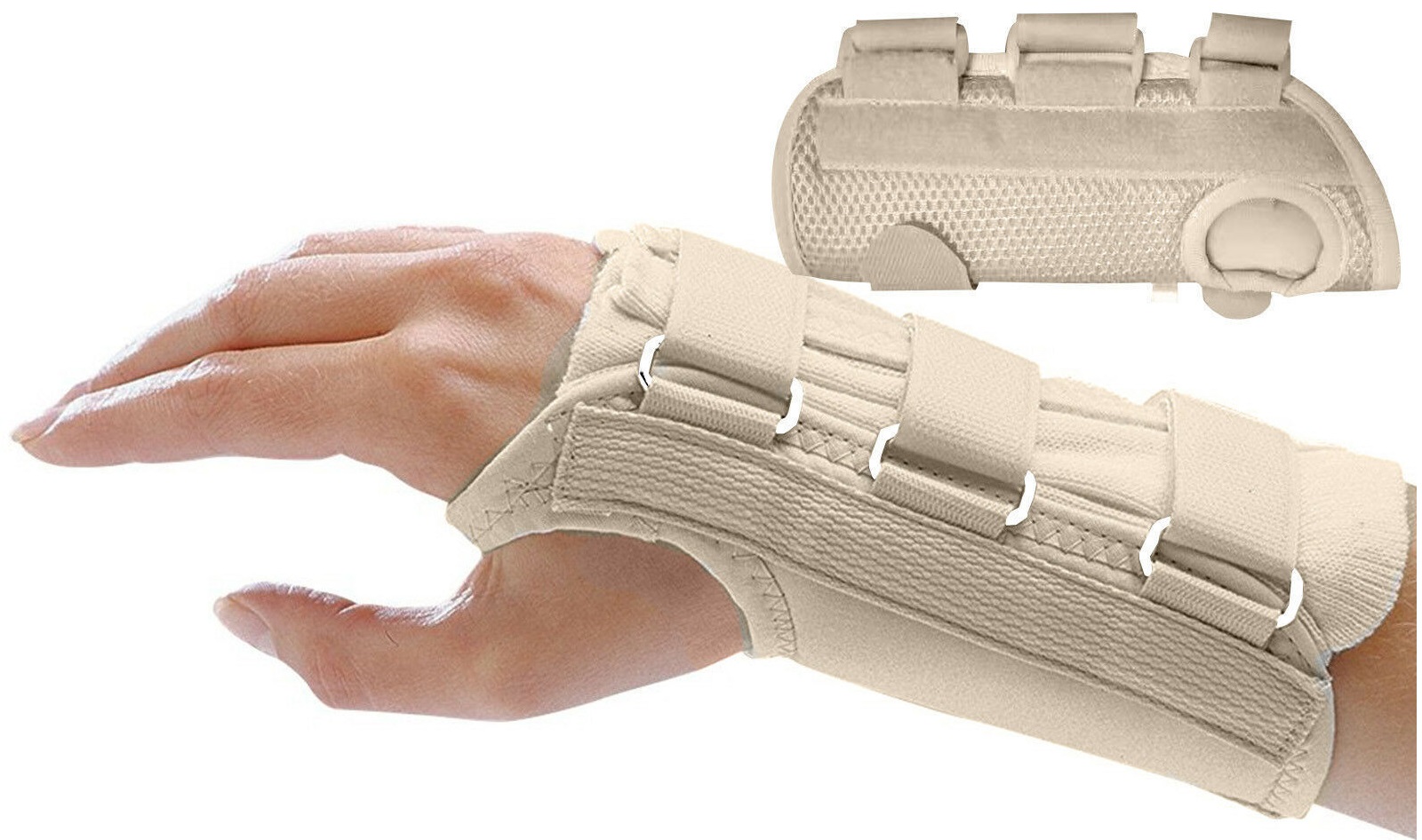 Small Beige Right Hand Adjustable Wrist Support Brace Carpal Tunnel Fractures Splint