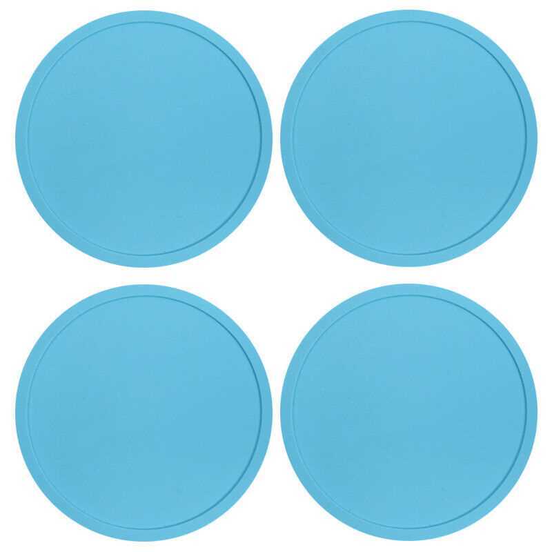 Blue Premium Rubber Silicone Hot Drink Coasters Place Mat Coffee Tea Mug - 4 Pack