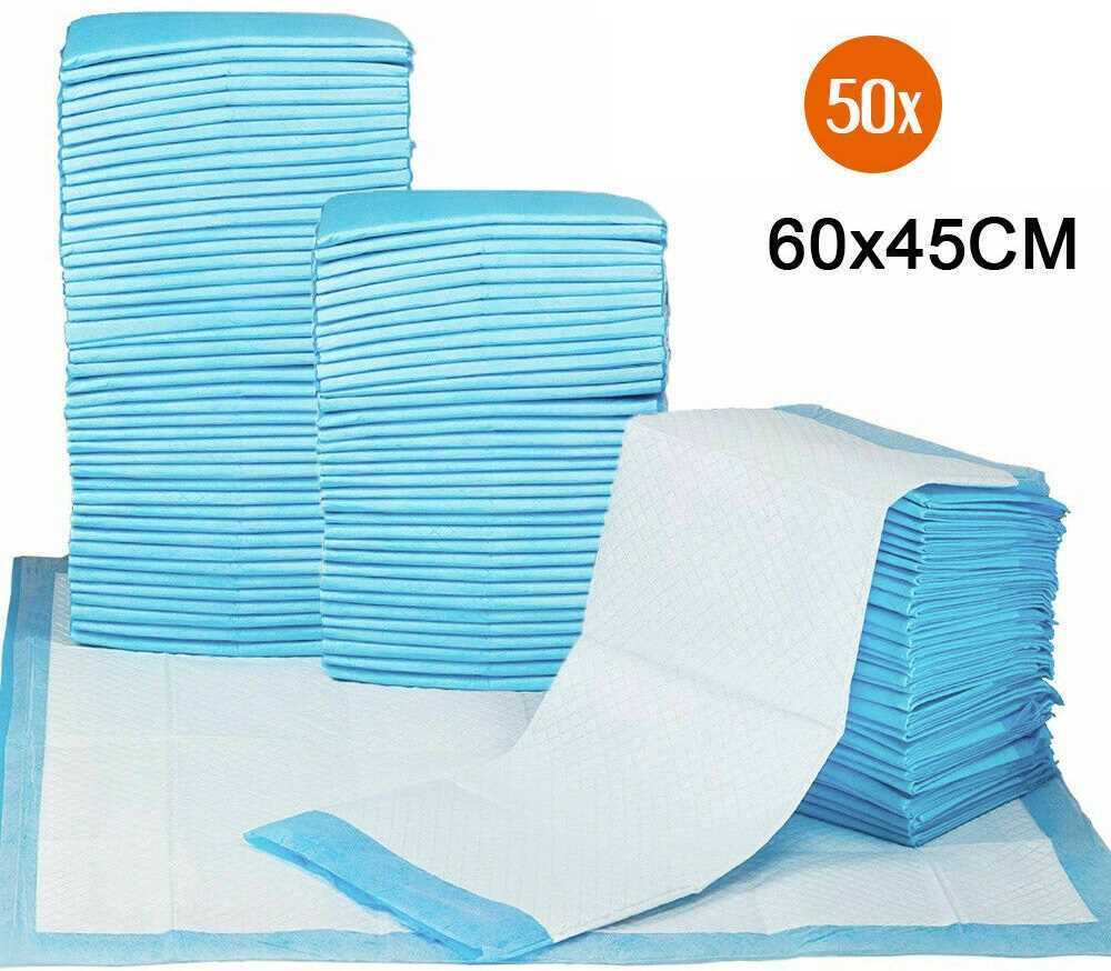 Pack of 50 Heavy Duty Blue Dog Puppy Large Training Wee Wee Pads Pad Floor Toilet Mats 60 x 45cm