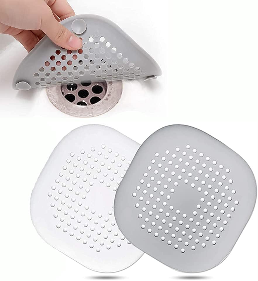 2 Pcs Silicone Drain Protector with Sucker Sink Strainer Protector Shower Drain Covers Hair Catcher Strainer Plug Trap Filter for Bathroom Bathtub Kit