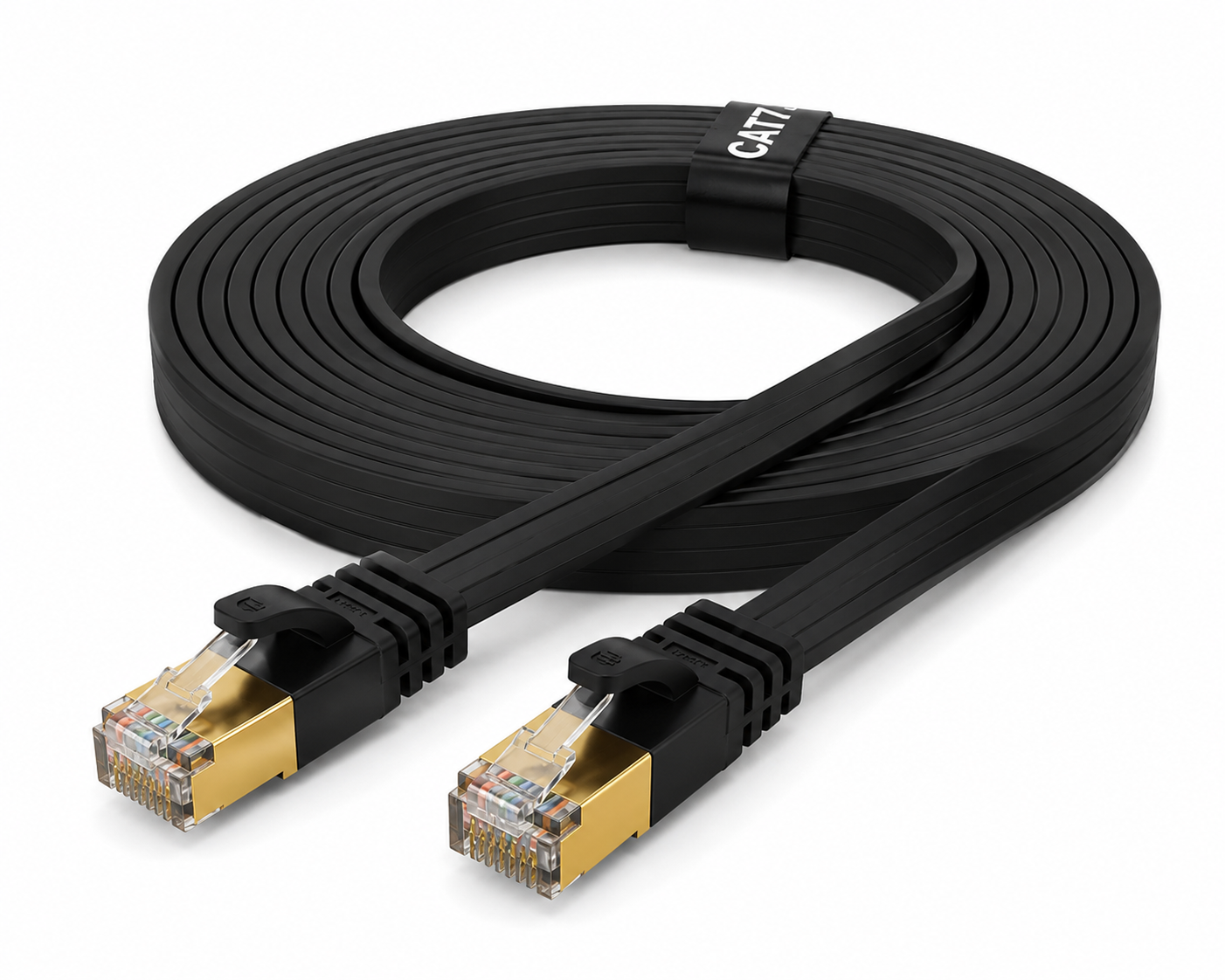 1M Flat Cat7 Ethernet Network RJ45 Cable Black